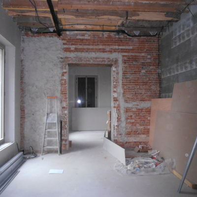 Salon du rez-de-chaussée pendant les travaux de doublage